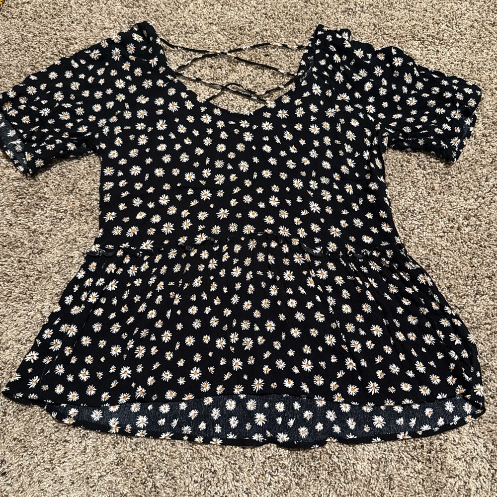 Maurices Black and White Floral Blouse